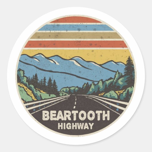 Beartooth Highway Montana Wyoming Mountains Ronde Sticker (Voorkant)