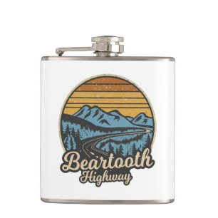 Beartooth Highway Montana Wyoming Retro Heupfles