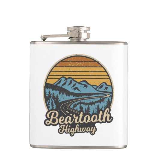 Beartooth Highway Montana Wyoming Retro Heupfles (Voorkant)