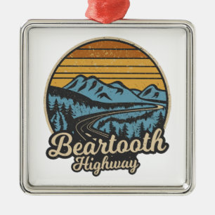 Beartooth Highway Montana Wyoming Retro Metalen Ornament