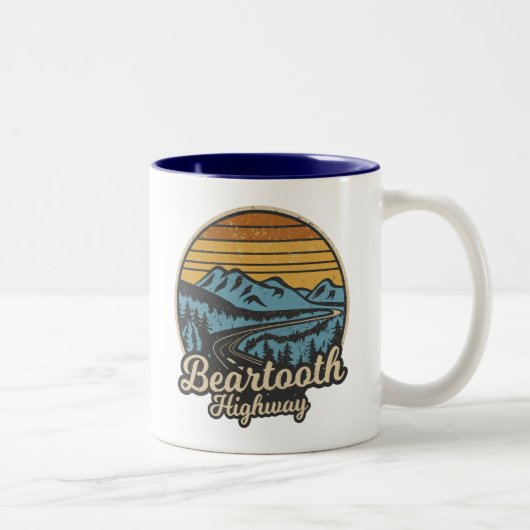 Beartooth Highway Montana Wyoming Retro Tweekleurige Koffiemok (Rechts)