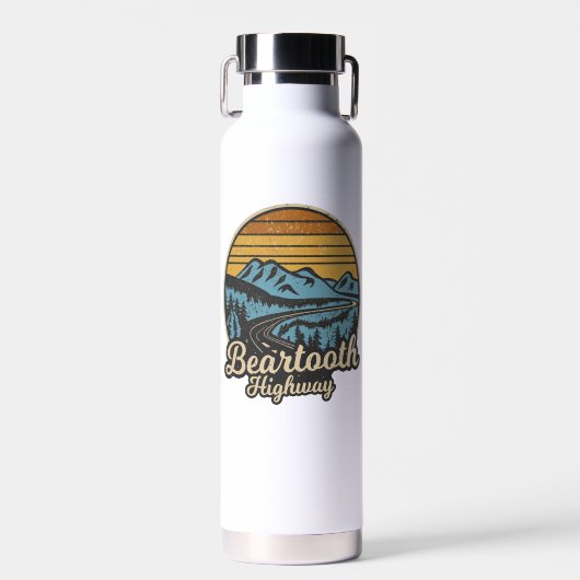 Beartooth Highway Montana Wyoming Retro Waterfles (Voorkant)