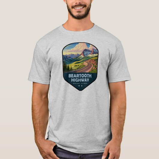 Beartooth Highway Montana Wyoming Schild T-shirt (Voorkant)