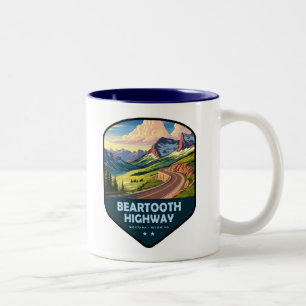 Beartooth Highway Montana Wyoming Schild Tweekleurige Koffiemok