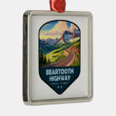 Beartooth Highway Montana Wyoming Shield Metalen Ornament (Rechts)