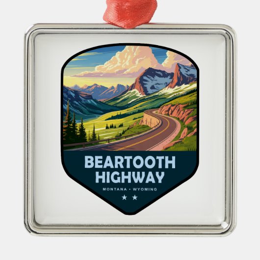 Beartooth Highway Montana Wyoming Shield Metalen Ornament (Voorkant)