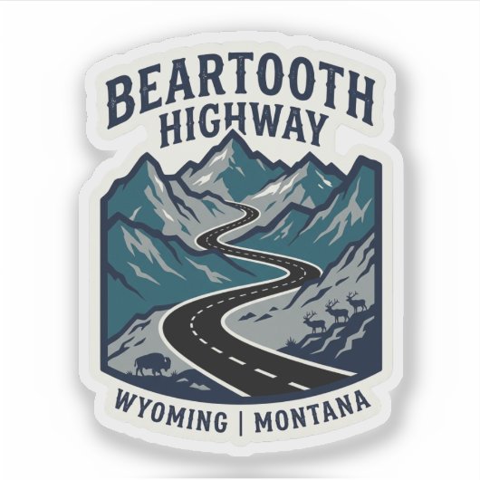 Beartooth Highway op maat gesneden vinyl sticker (Voorkant)