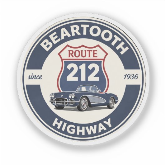 Beartooth Highway Route 212 klassieke cadeaus voor Sticker (Voorkant)