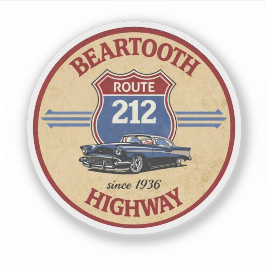 Beartooth Highway Route 212 klassieke cadeaus voor Sticker (Voorkant)