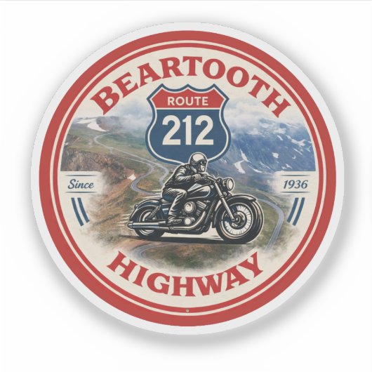 Beartooth Highway Route 212 motorfiets geschenken Sticker (Voorkant)