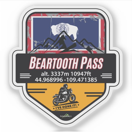 Beartooth Pass US 212 Motorfiets 01 Sticker (Voorkant)