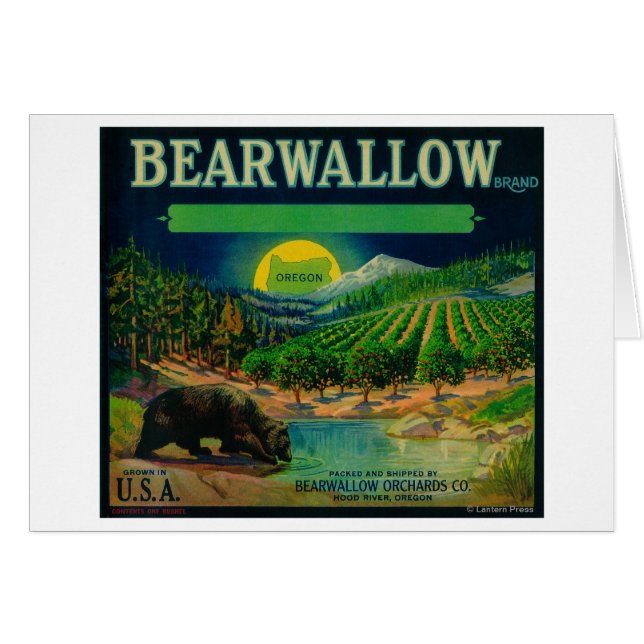 Bearwallow Apple Crate LabelHood River (Voorkant Horizontaal)