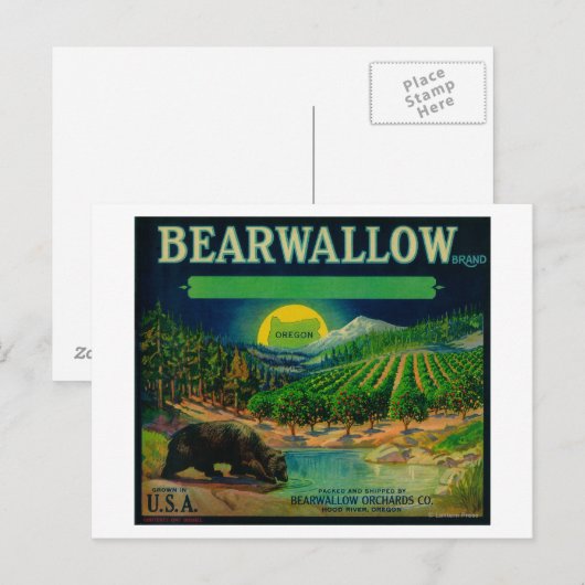 Bearwallow Apple Crate LabelHood River Briefkaart (Voorkant / Achterkant)