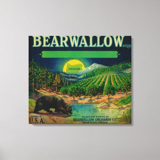 Bearwallow Apple Crate LabelHood River Canvas Afdruk (Voorkant)