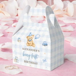Beary 1e verjaardag beer blauwe ballon bedankdoosjes