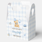 Beary 1e verjaardag beer blauwe ballon bedankdoosjes (Geopend)