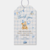Beary 1e verjaardag beer blauwe ballon cadeaulabel (Voorkant)