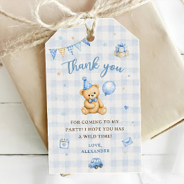 Beary 1e verjaardag beer blauwe ballon cadeaulabel