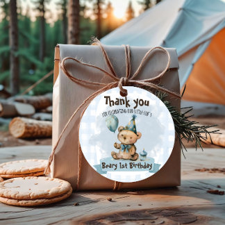 Beary 1e verjaardag favor tags bedankjes labels