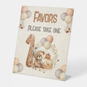 Beary 1e Verjaardag Herfst Pompoenen Teddy Bear Reclamebord Met Voetstuk (Voorkant)