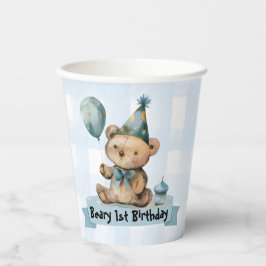 Beary 1e Verjaardag Papieren Bekers