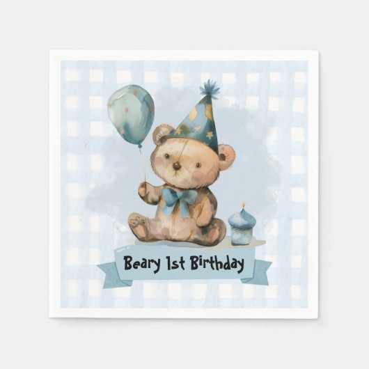 Beary 1e Verjaardagsfeest Servetten (Voorkant)