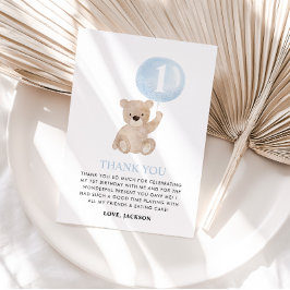 Beary 1st Birthday Beer Blue Balloon Bedankkaart