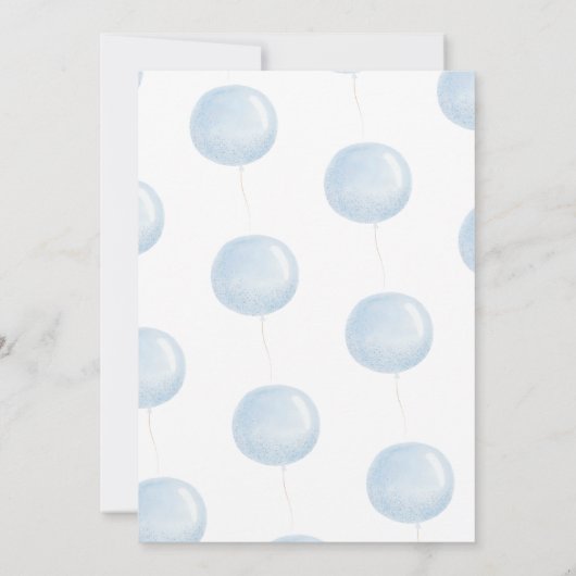 Beary 1st Birthday Beer Blue Balloon Uitnodiging (Achterkant)