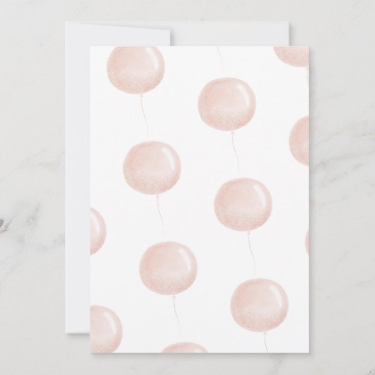 Beary 1st Birthday Beer Pink Ballonuitnodiging Kaart (Achterkant)