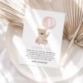 Beary 1st Birthday Beer Roze Ballon Bedankkaart