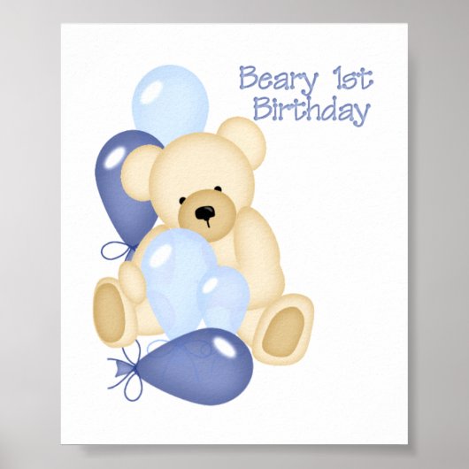 Beary 1st BIrthday (BOY) Poster (Voorkant)