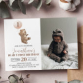 Beary 1st Birthday Invitation Teddy Bear Balloon Bedankkaart