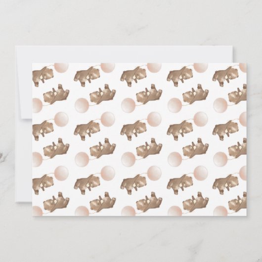 Beary 1st Birthday Invitation Teddy Bear Balloon Bedankkaart (Achterkant)