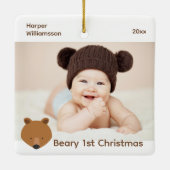 Beary 1st Foto Baby eerste kerstdag Keramisch Ornament (Achterkant)