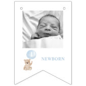 Beary 1st Verjaardag Blauw 12 Maanden Milestone Fo Vlaggetjes (Tweede vlag)