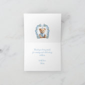 Beary 1st Verjaardag Blauw Beige Baloons Teddy Bea Bedankkaart (Binnen)