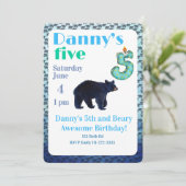 Beary Awesome 5th Birthday Invitation Kaart (Staand voorkant)
