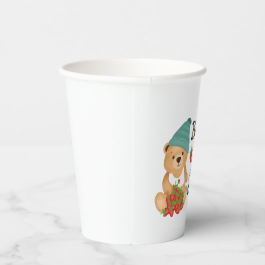 Beary Berry Eerste Verjaardag Aardbeien Schattige  Papieren Bekers (Rechts)