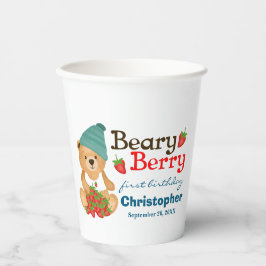 Beary Berry Eerste Verjaardag Aardbeien Schattige  Papieren Bekers