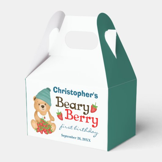 Beary Berry eerste verjaardag Schattige Kind aardb Bedankdoosjes (Voorkant Zijde)