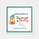 Beary Berry eerste verjaardag Teddy Bear aardbeien Servet (Voorkant)