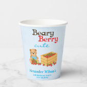 Beary Berry Schattige Aardbei Cub Verjaardagsfeest Papieren Bekers (Voorkant)