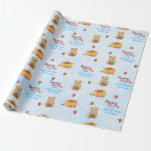 Beary Berry Schattige Blue Strawberry Cub Boy Cadeaupapier (Uitgerold)
