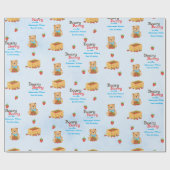 Beary Berry Schattige Blue Strawberry Cub Boy Cadeaupapier (Vlak)