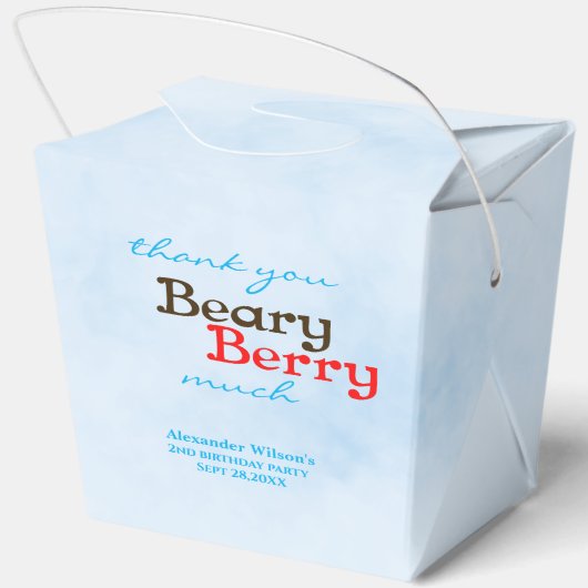 Beary Berry Schattige Blue Strawberry Cub voor kin Bedankdoosjes (Achterkant)