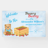 Beary Berry Schattige Blue Strawberry Cub Welkom Spandoek (Horizontaal)