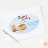 Beary Berry Schattige Cub Aardbei verjaardagsfeest Ovale Sticker (Envelop)