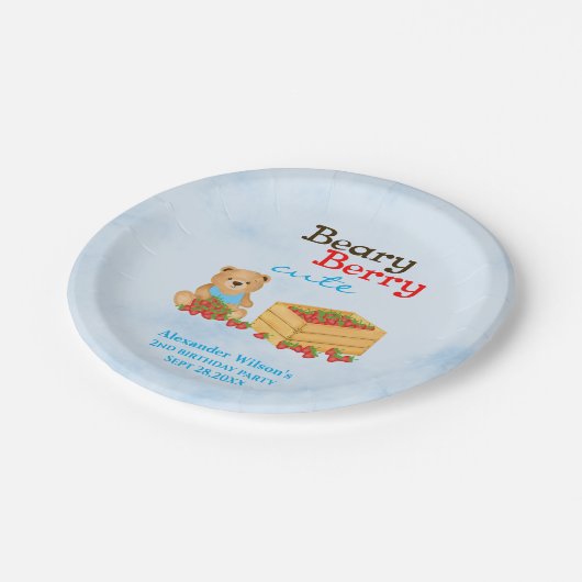Beary Berry Schattigee Aardbei Cub Boy Verjaardags Papieren Bordje (Gekanteld)