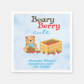 Beary Berry Schattigee Aardbei Cub Boy Verjaardags Servet (Voorkant)