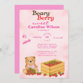 Beary Berry Sweet Pink Cub's aardbeien verjaardag Kaart